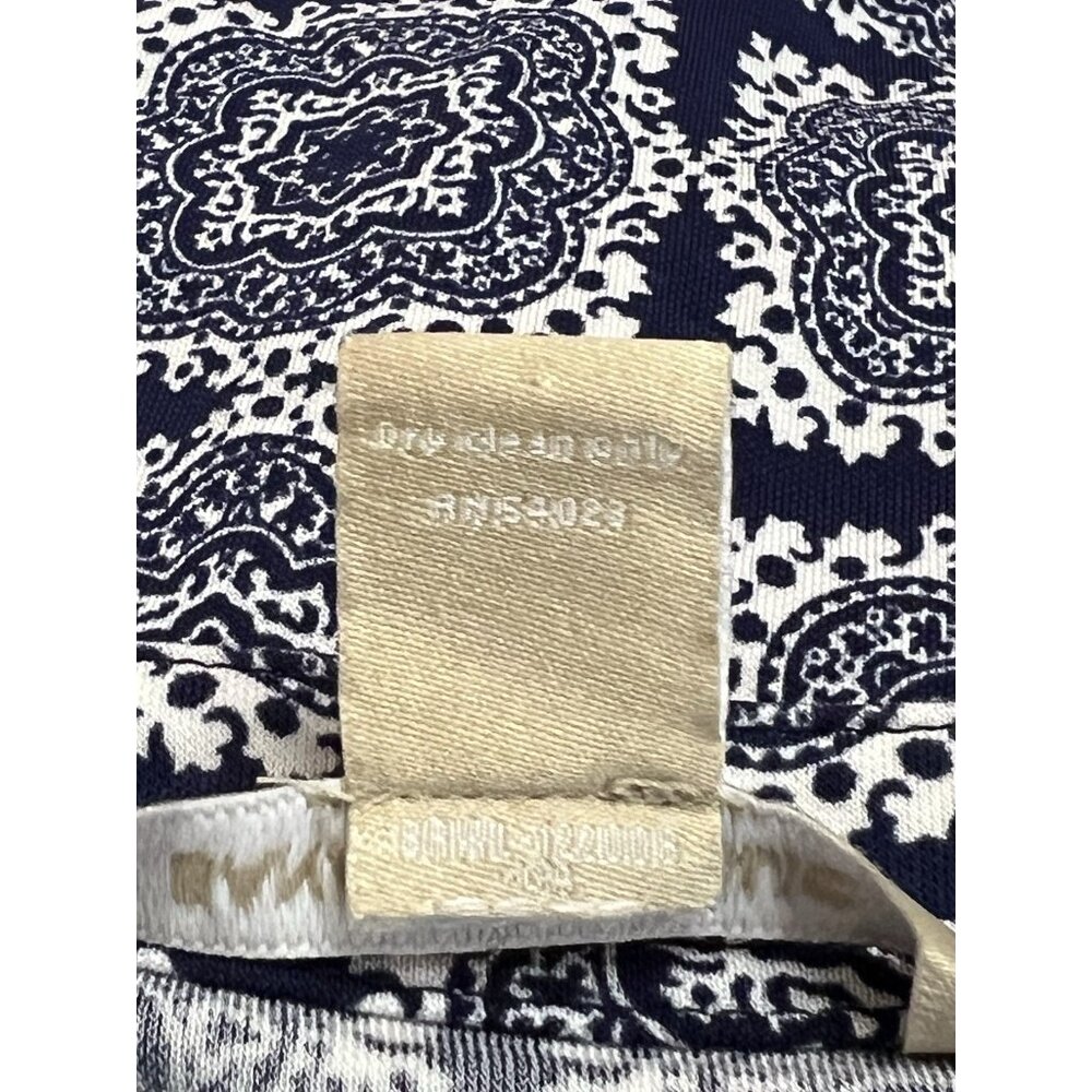 Banana Republic‎ Faux Wrap Dress Size XS Blue White Paisley Sleeveless Belted - Picture 10 of 16
